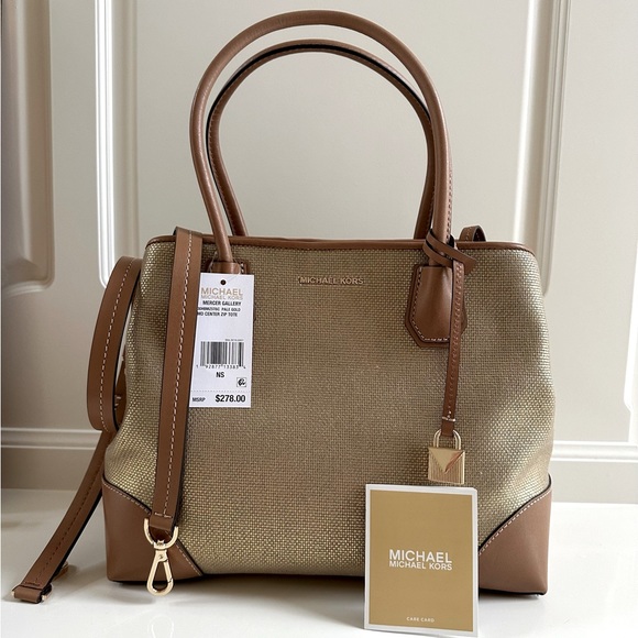 Michael Kors Handbags - NWT Michael Kors Mercer Gallery Pale Gold Tote Bag